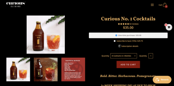 Curious Elixirs　ウェブサイト