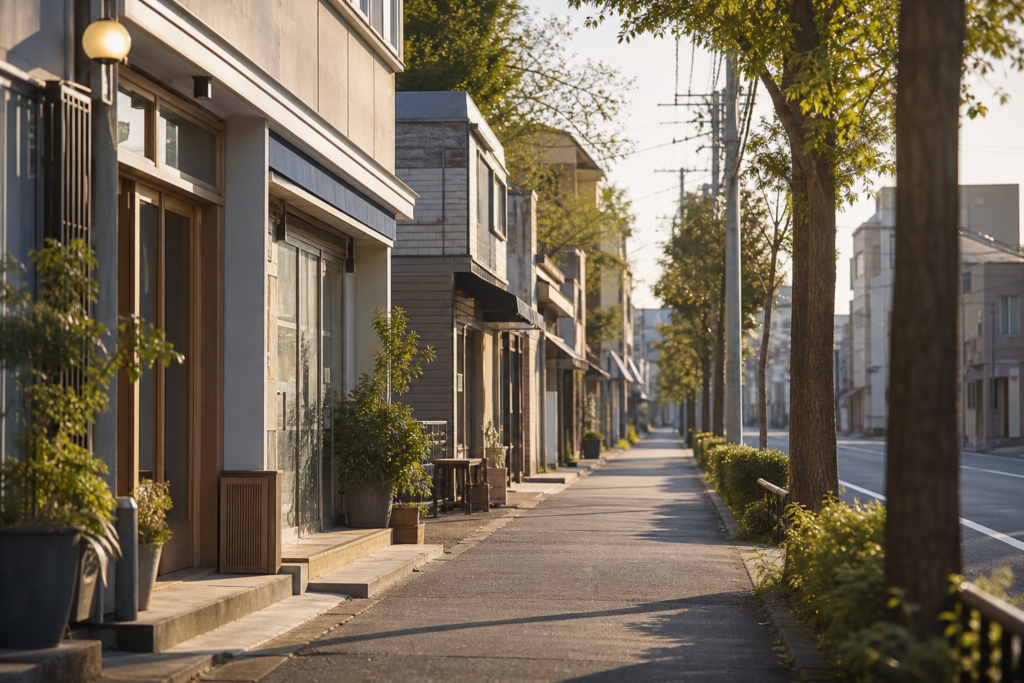 朝の静かな商店街